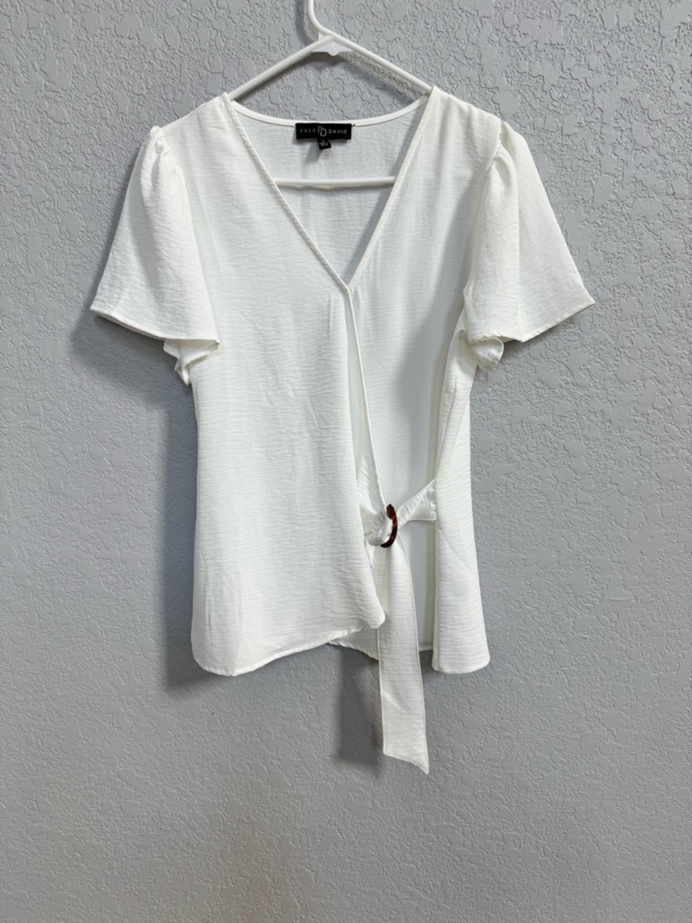 Fred David white wrap blouse size small
